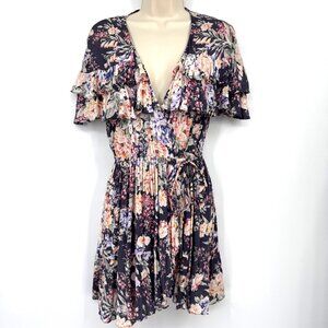 Auguste the Label Dahlia Cascade Wrap Mini Ink Woman’s size 2 floral wrap dress